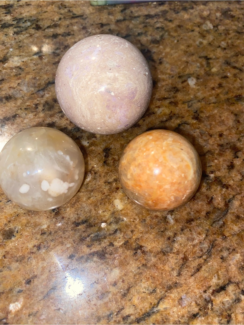 Polished crystal Stone Spheres - Beige, Peach, Cream